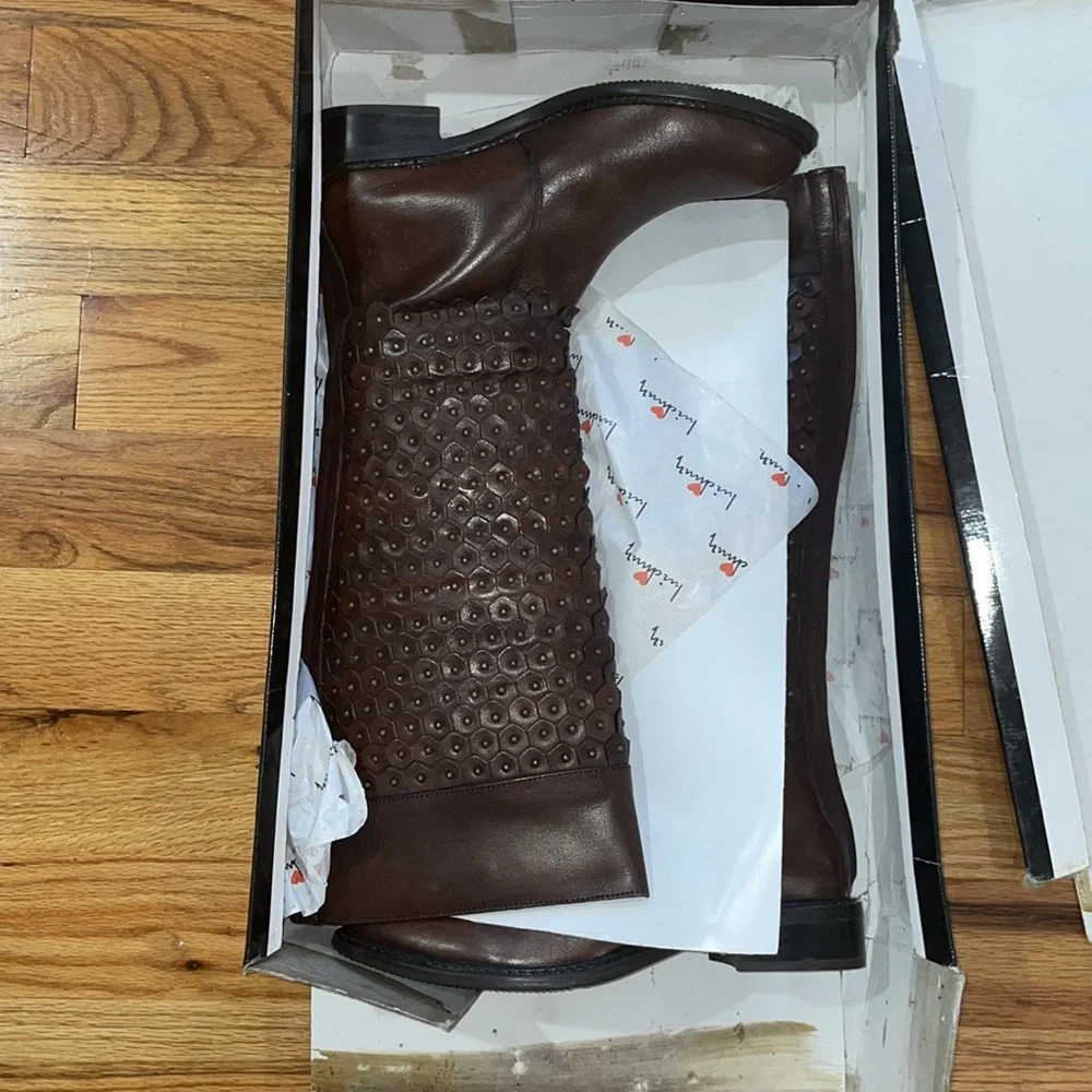 NEW Luichiny Tough Stuff Boot Studded Hardware Boots Brown sz 11